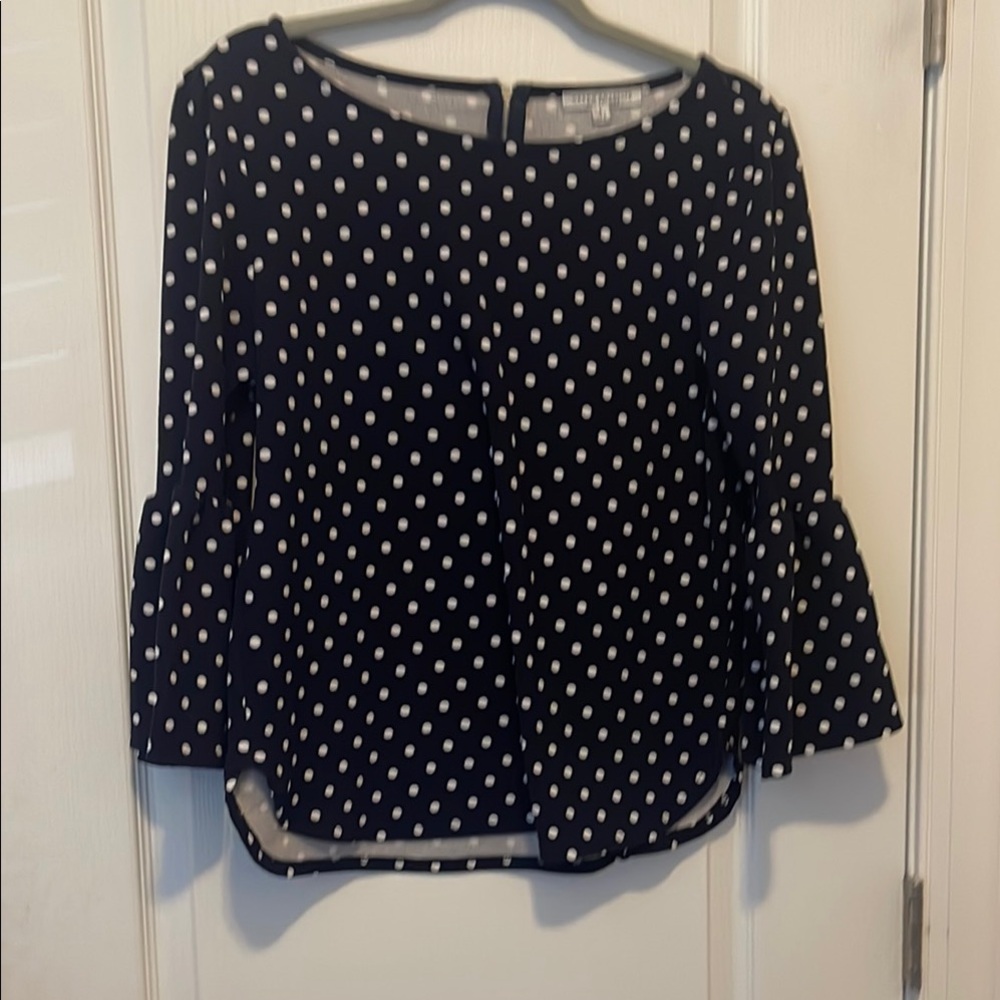 Westbound Navy and White Polka Dot Blouse